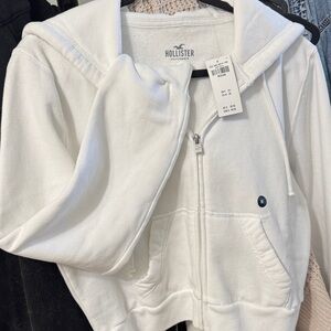 Hollister Women's White Hooded Jacket
